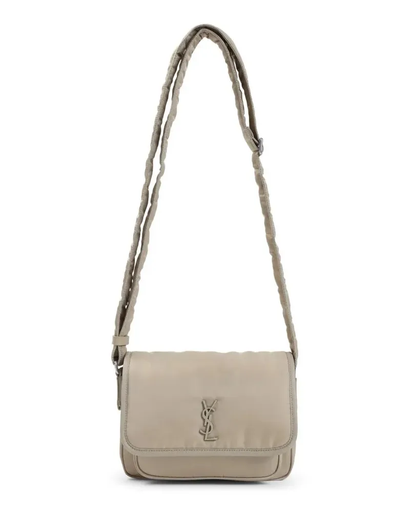 Saint Laurent Hobo Bags Padded Nylon Shoulder Bag With Flap Closure beige Beige
