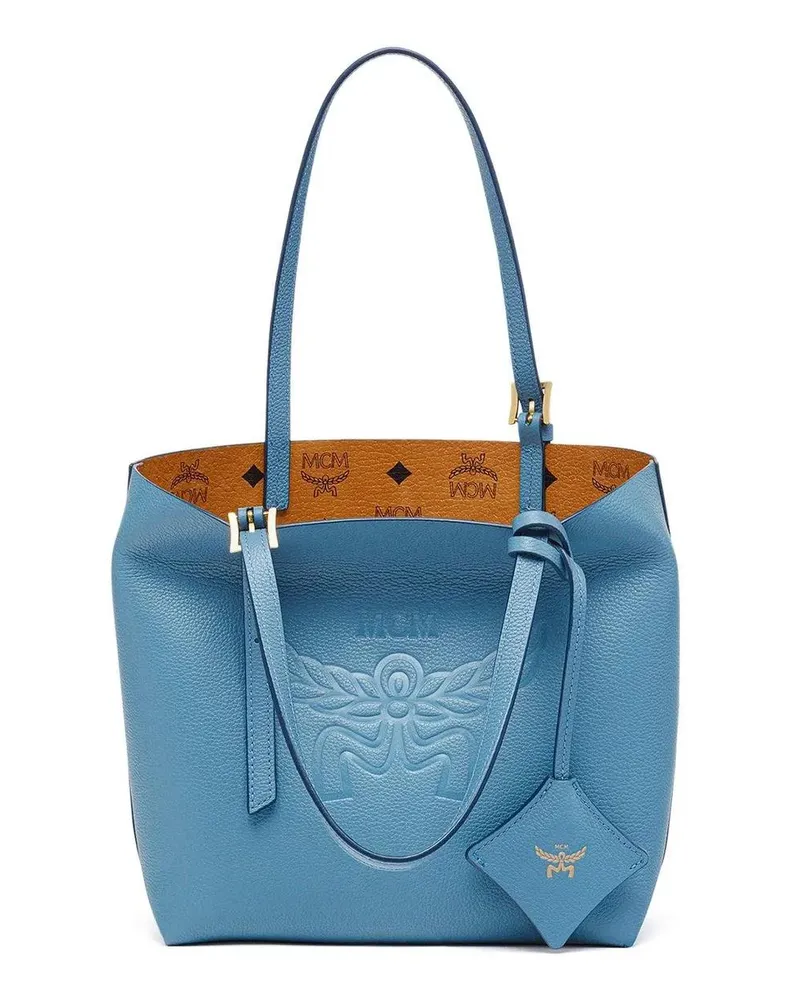 MCM Crossbody Bags Himmel Shopper aus Leder mit Logoprägung blau Blau