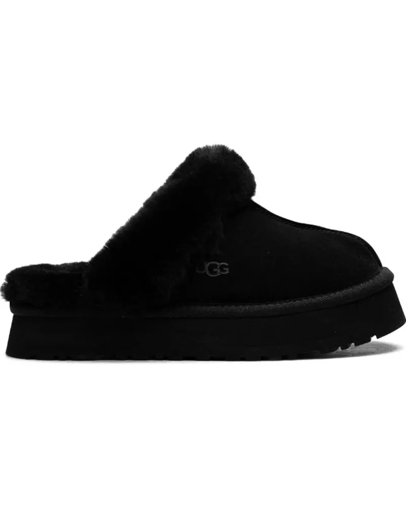 UGG Slipper & Pantoletten Plush Lined Black Slip-On Sandals With Thick Sole schwarz Schwarz