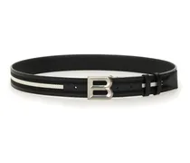 Gürtel Black Belt With Prominent 'B' Buckle schwarz