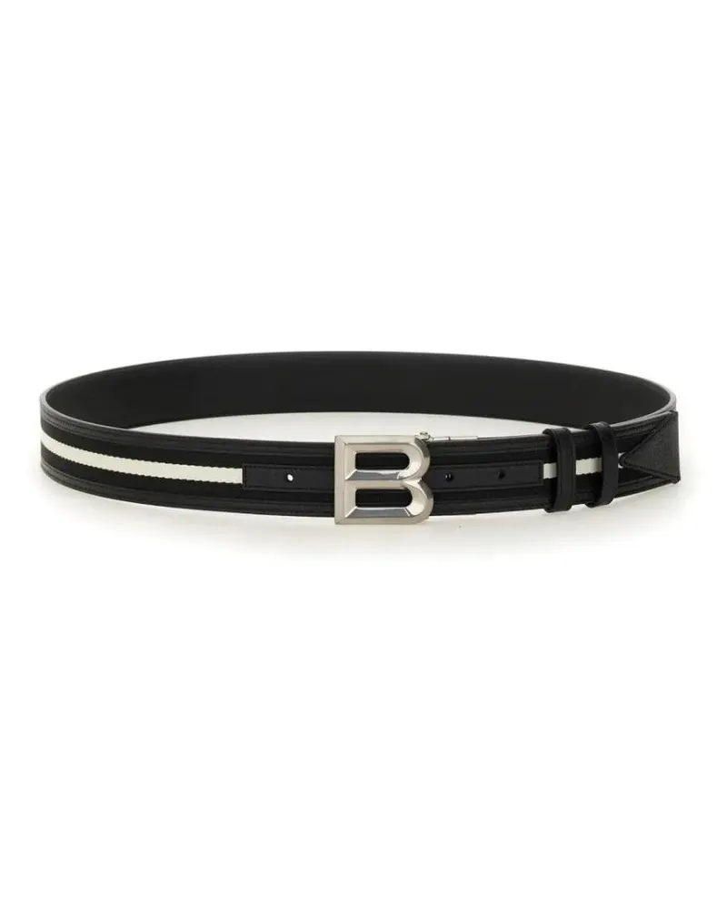 Bally Gürtel Black Belt With Prominent 'B' Buckle schwarz Schwarz