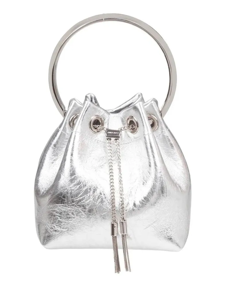Jimmy Choo Hobo Bags Silver Bon Bon Tzz In Metallic Leather Handbag silberfarben 