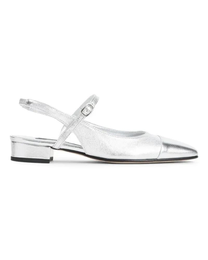 Carel Nappa Leather Metallic Slippers With Adjustable Sl silberfarben 