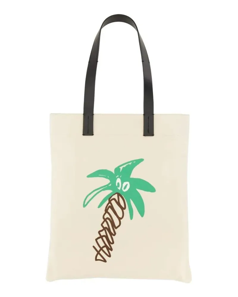 Palm Angels Shopper & Totes Cotton Canvas Shopping Bag weiß Weiß