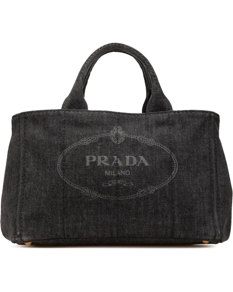 Prada Hobo Bags 2010-2024 Canvas Canapa Logo Satchel schwarz Schwarz