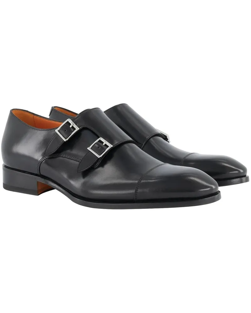 Santoni Double Buckle Carter schwarz Schwarz