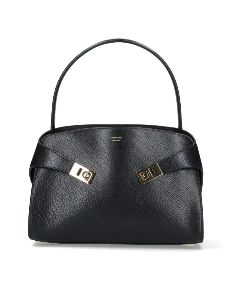 Ferragamo Shopper & Totes Structured Black Bag With Minimalist Design schwarz Schwarz