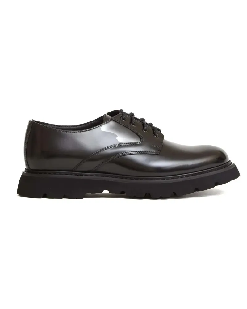 Doucal´s Polished Black Leather Derby Shoe With Ultra-Light schwarz Schwarz