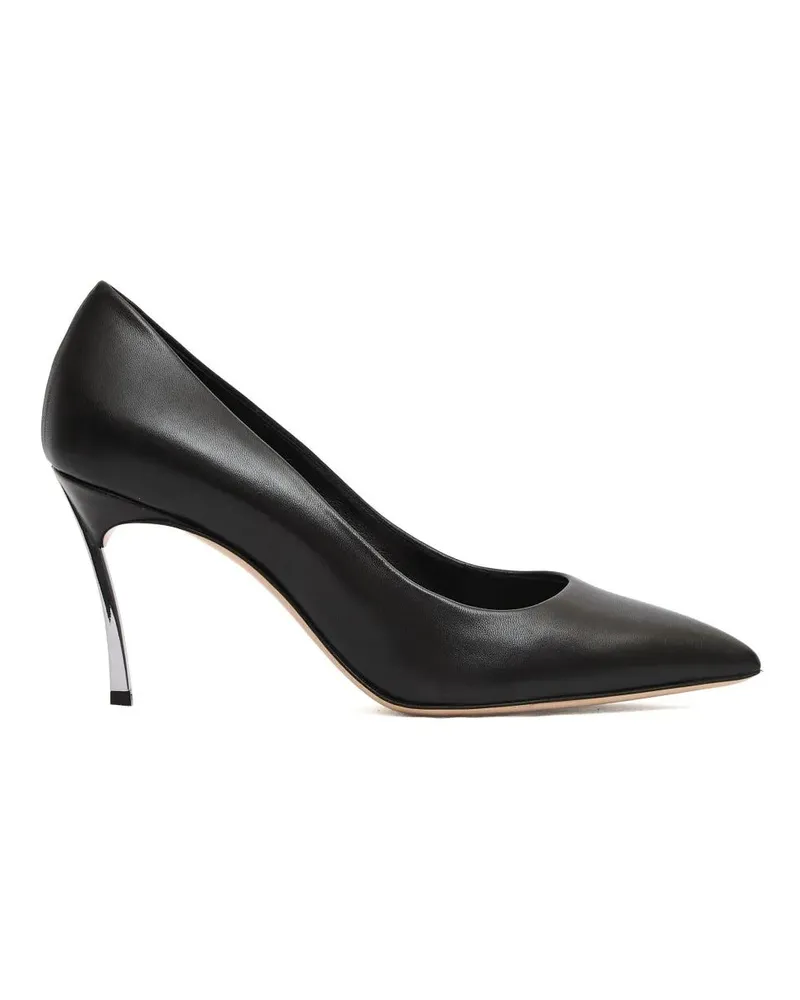 Casadei Hohe Schuhe Pointed Toe Black Leather Pumps With 80Mm Blade He schwarz Schwarz