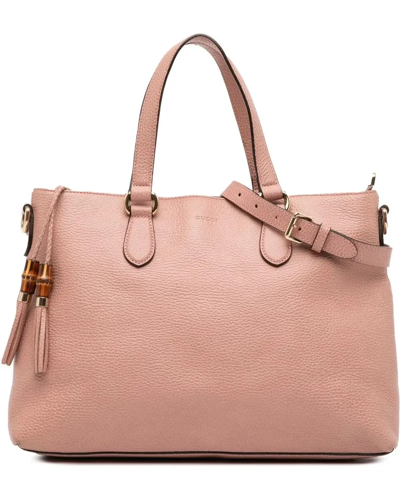 Gucci Hobo Bags Leather Bamboo Tassel Satchel rosa Gold