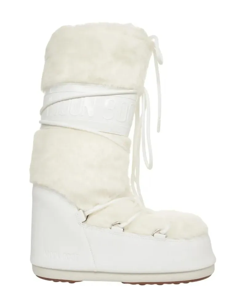 Moon Boot Stiefel Faux Fur Ankle Boots With Lace-Up Design weiß Weiß