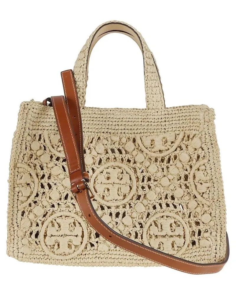 Tory Burch Shopper & Totes Woven Shopper Bag With Textured Design And Detacha beige Beige