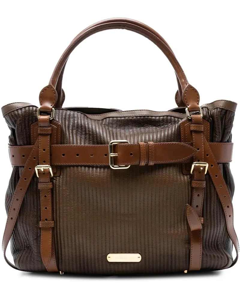 Burberry Shopper Stitched Leather Bridle Wilton Tote braun Braun
