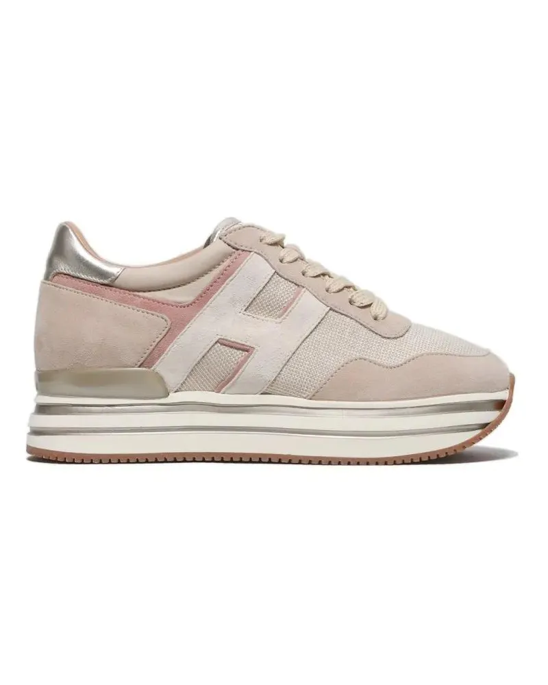 Hogan Low-Top Sneaker Beige Suede/Gold Beige Fabric Midi Platform Sneake beige Beige