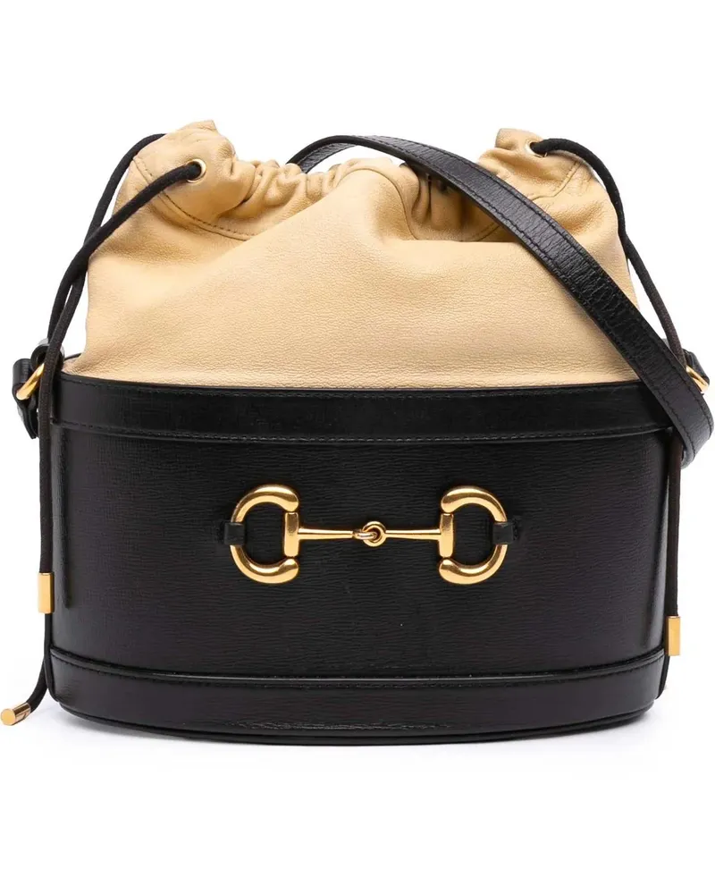 Gucci Hobo Bags Leather Horsebit 1955 Bucket Bag schwarz Schwarz