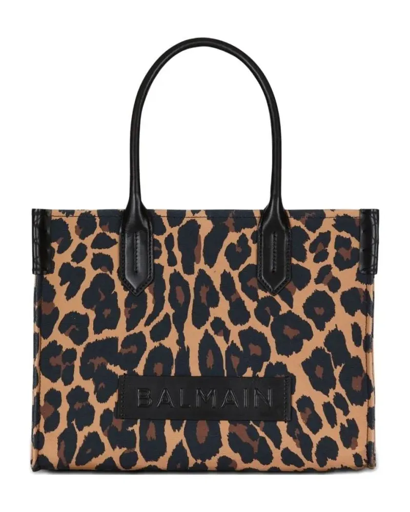 Balmain Shopper & Totes Leopard Print Tote Bag With Structured Silhouette braun Braun