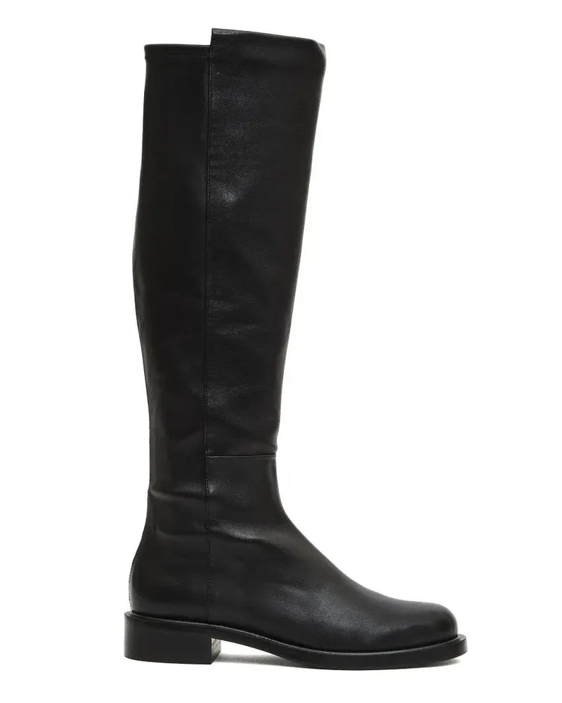 Stuart Weitzman Stiefel Black Leather Stretch Boot schwarz Schwarz