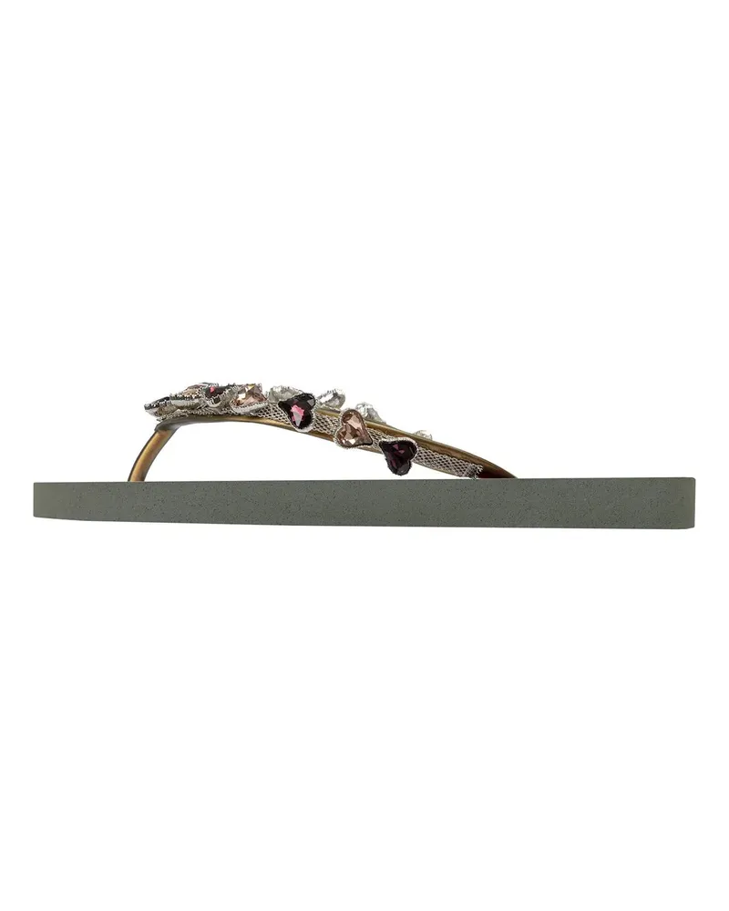 uzurii Slipper & Pantoletten Zehentrenner Heart Bronze grün Grün