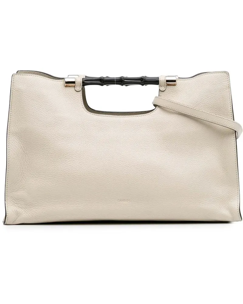 Gucci Hobo Bags 2016-2024 Medium Calfskin Bamboo Daily Shopper Sat weiß Weiß