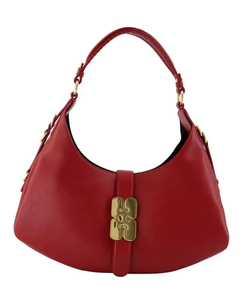 Ganni Hobo Bags Kat Small Shoulder Bag - Leather - Red rot Rot