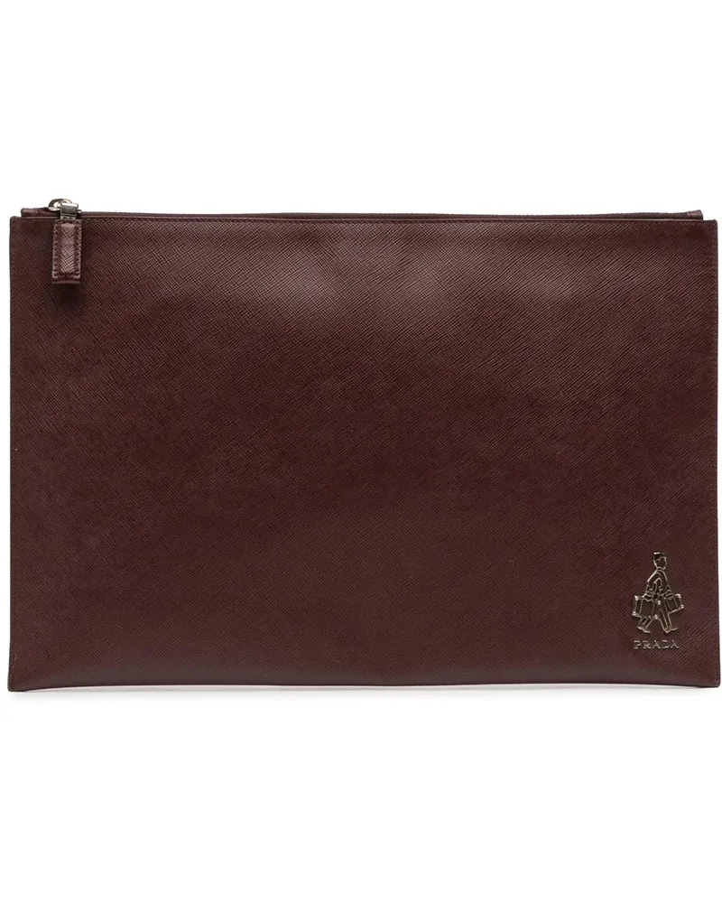 Prada Clutches Saffiano Lux Zip Clutch rot Rot