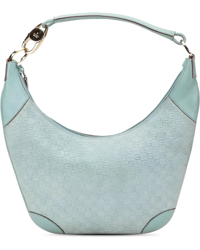 Gucci Hobo Bags G Square Suede Hobo blau Blau