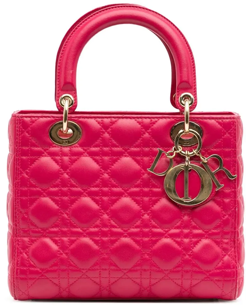 Dior Hobo Bags Medium Lambskin Cannage Lady Dior rosa Gold