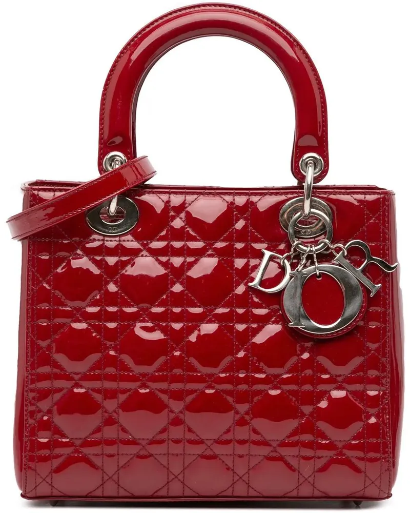 Dior Hobo Bags Medium Patent Cannage Lady Dior rot Rot