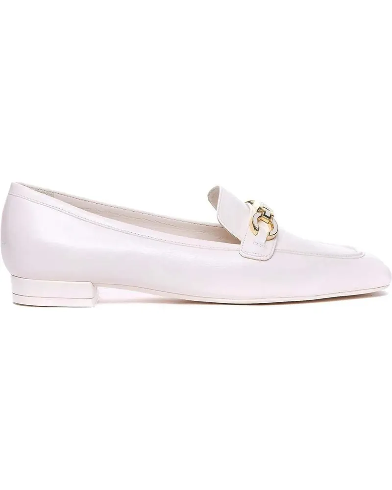 Stuart Weitzman Signature Square Leather Loafers weiß Weiß