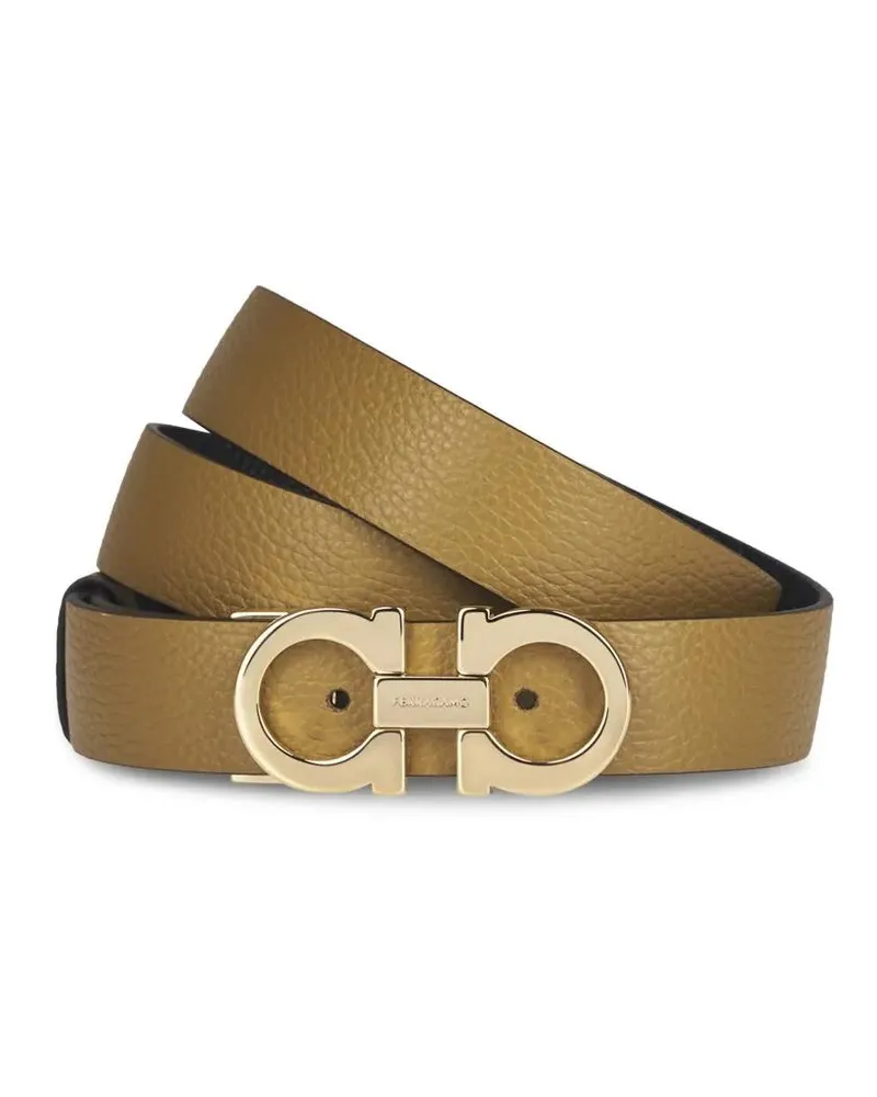 Ferragamo Gürtel Dual-Tone Calfskin Belt With Textured Finish braun Braun