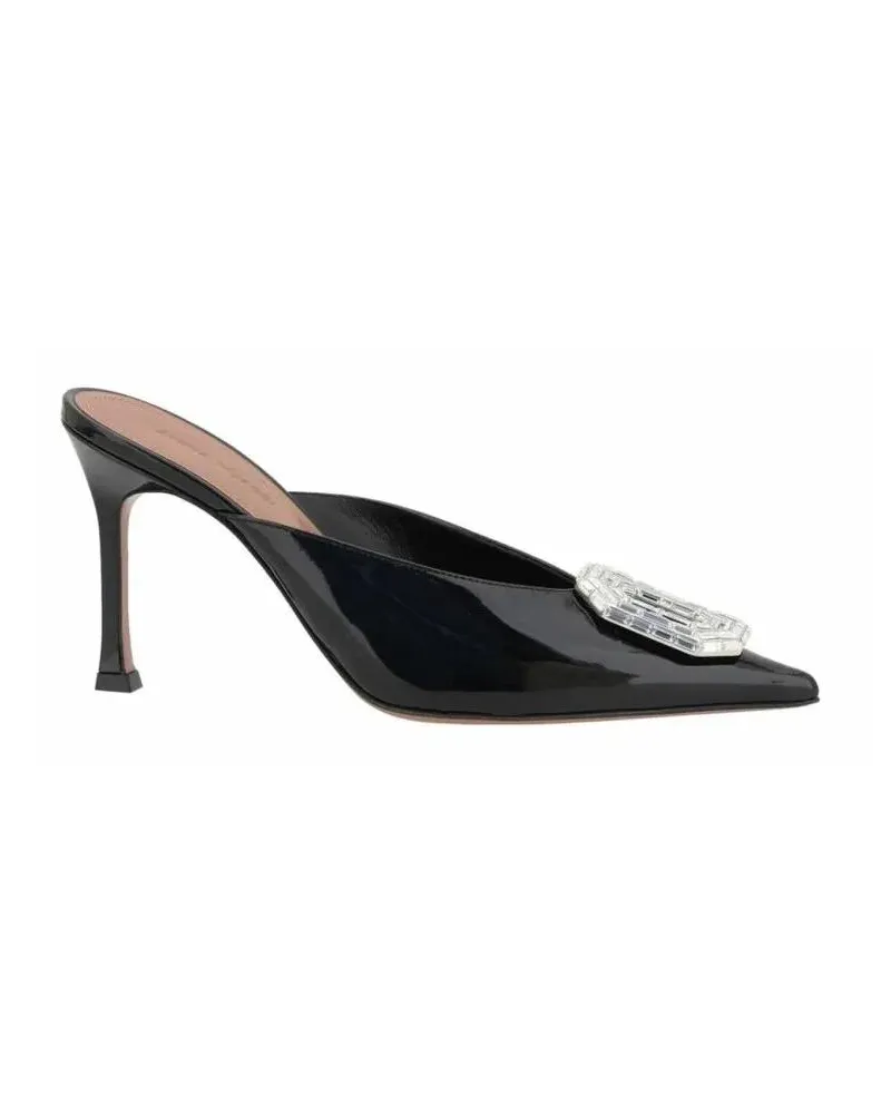 Amina Muaddi Slipper & Pantoletten Camelia Patent 90 Mules schwarz Schwarz
