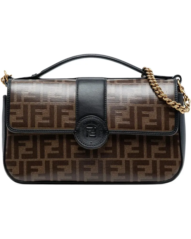 Fendi Hobo Bags Zucca Crystal Double F Baguette Satchel braun Braun