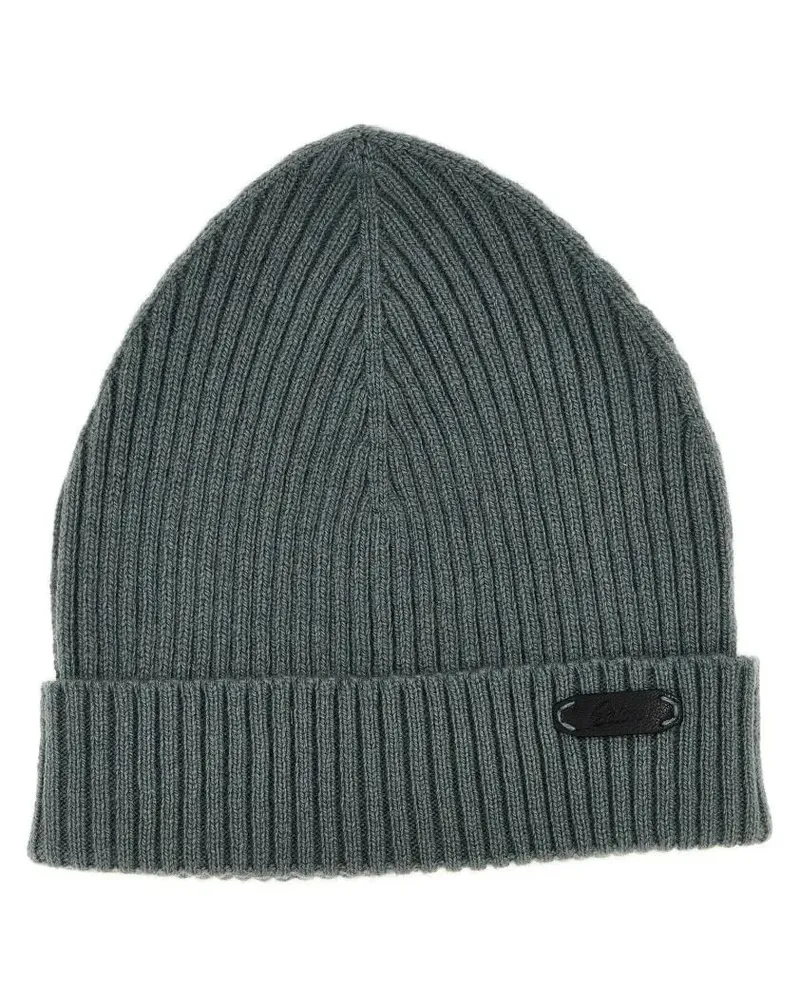 Brioni Caps & Mützen English Ribbed Beanie grau Grau