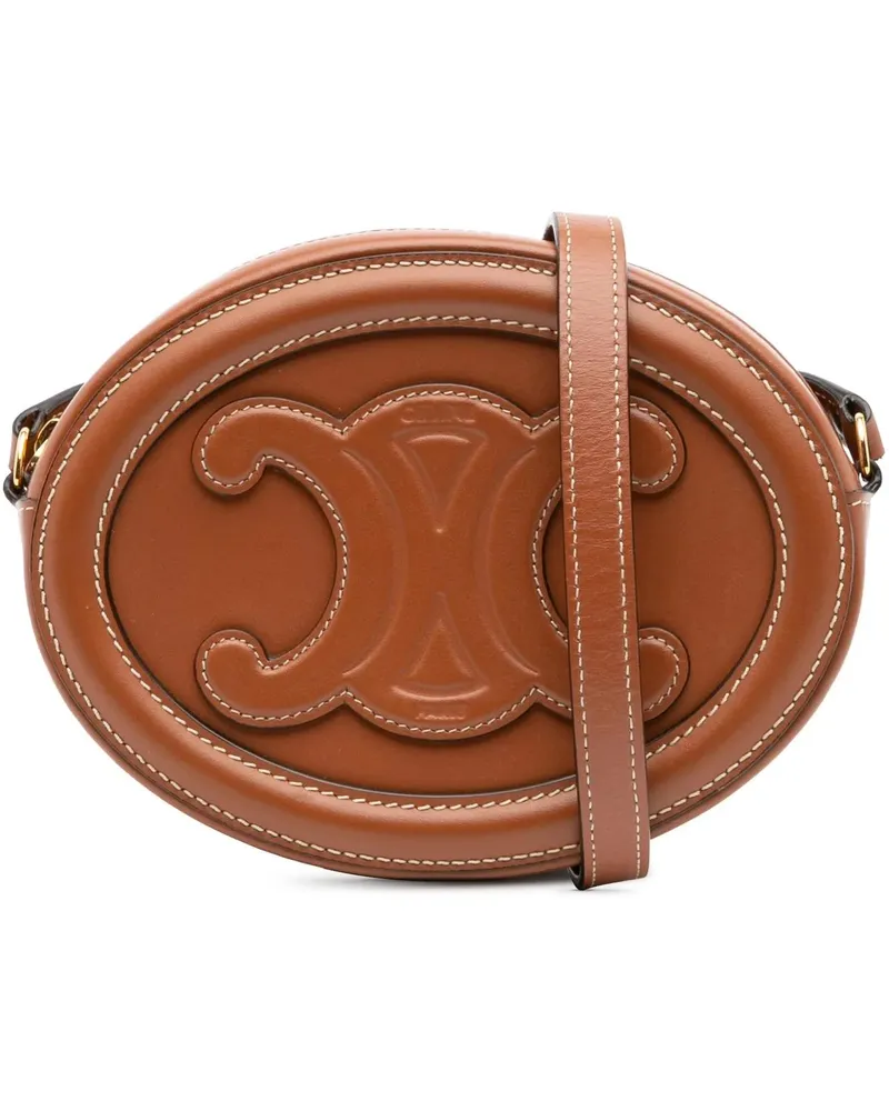 Celine Hobo Bags Small Calfskin Cuir Triomphe Oval Crossbody braun Braun