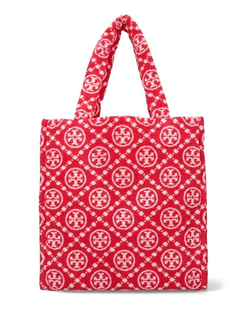 Tory Burch Shopper & Totes T-Monogram' Terrycloth Tote Bag – Red rot Rot