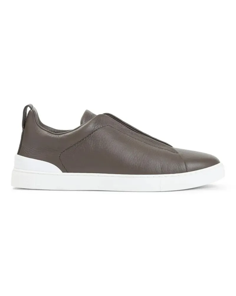 Ermenegildo Zegna Low-Top Sneaker Slip-On Deer Leather Sneakers With Ultra-Light Rub grau Grau