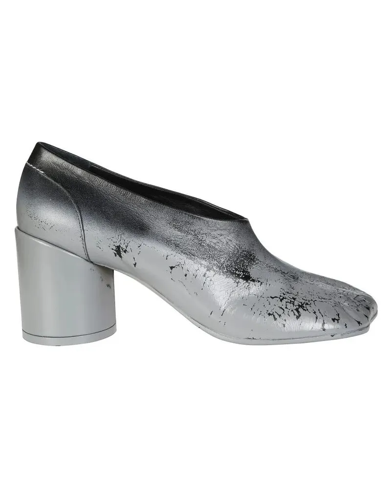 Maison Margiela Hohe Schuhe Artfully Textured White Spray Leather Court Shoes grau Grau
