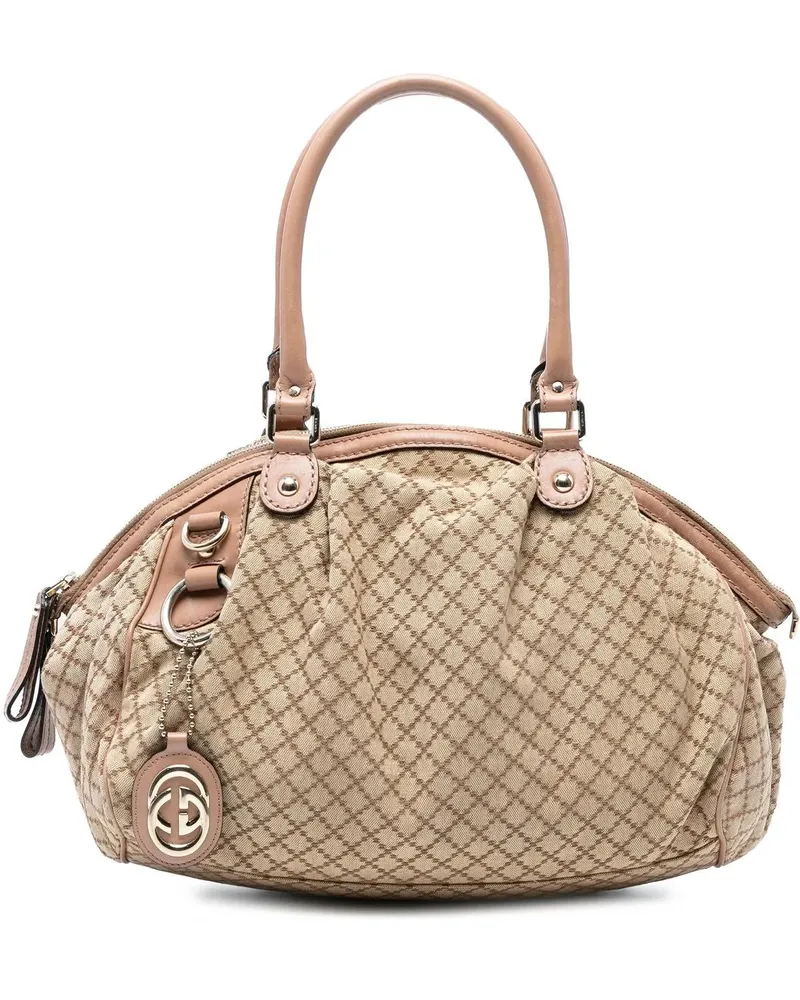 Gucci Hobo Bags Diamante Canvas Sukey Satchel braun Braun