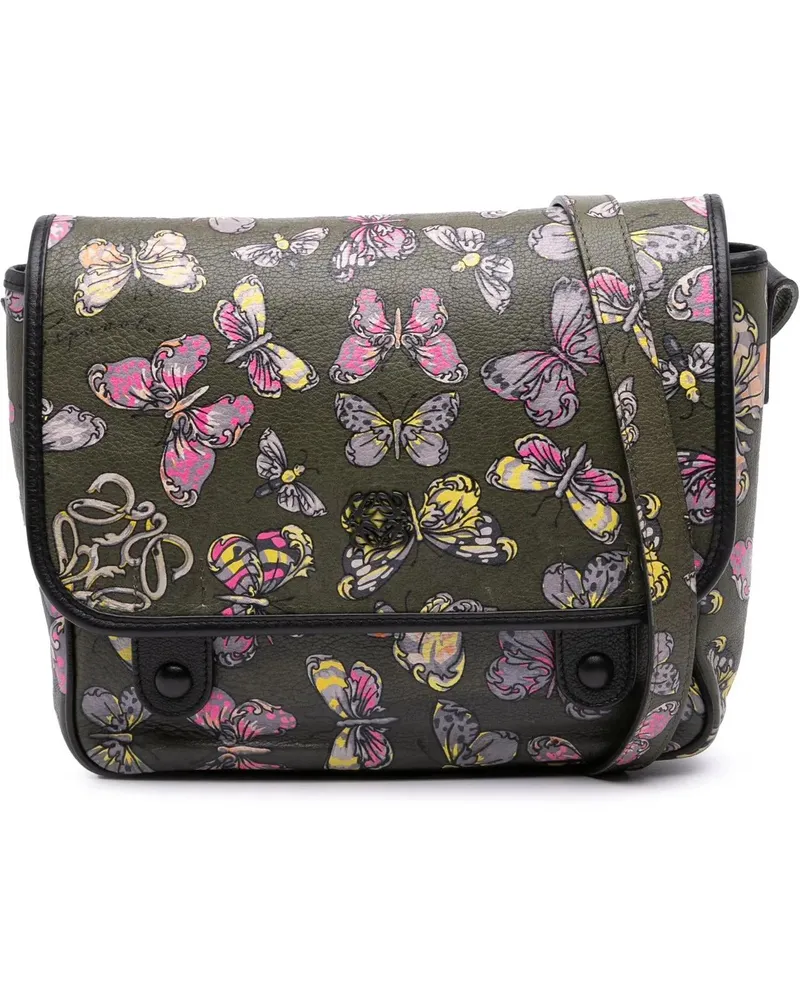 Loewe Hobo Bags Tales of Spain Butterfly Printed Leather Anagram C grün Grün
