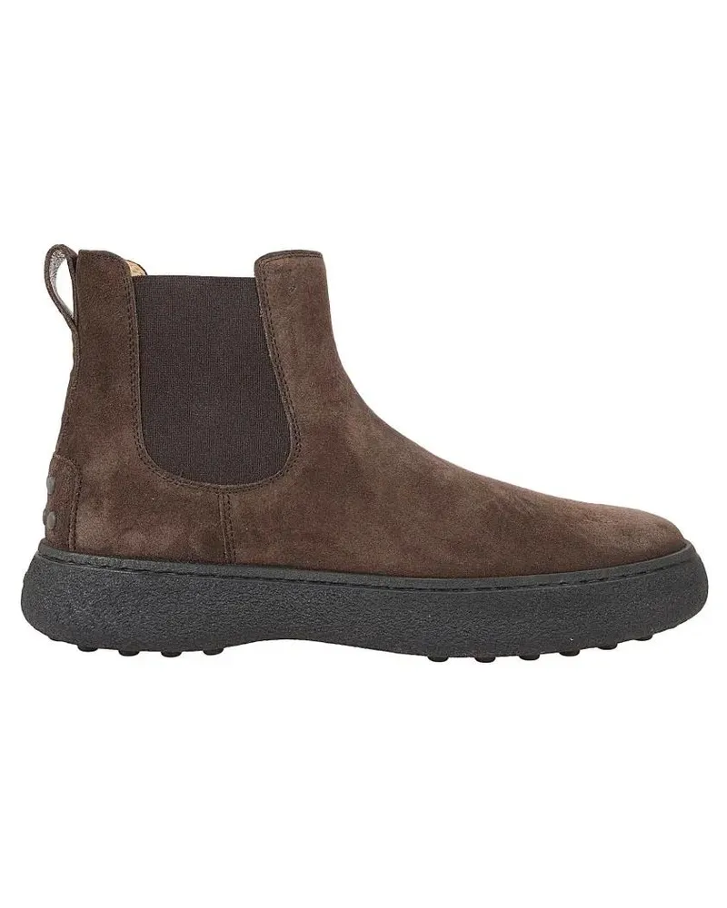 TOD'S Stiefel Brown Suede Ankle Boots With Elastic Side Panels braun Braun