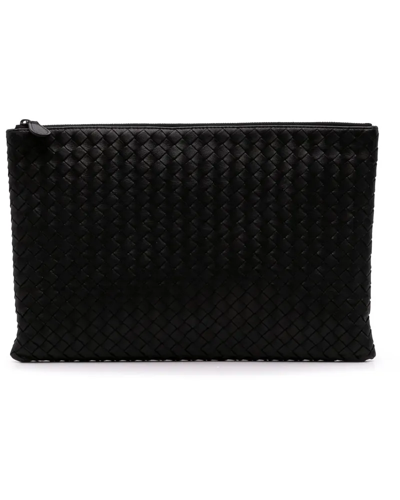 Bottega Veneta Clutches Large Nappa Intrecciato Flat Zip Biletto Pouch schwarz Schwarz