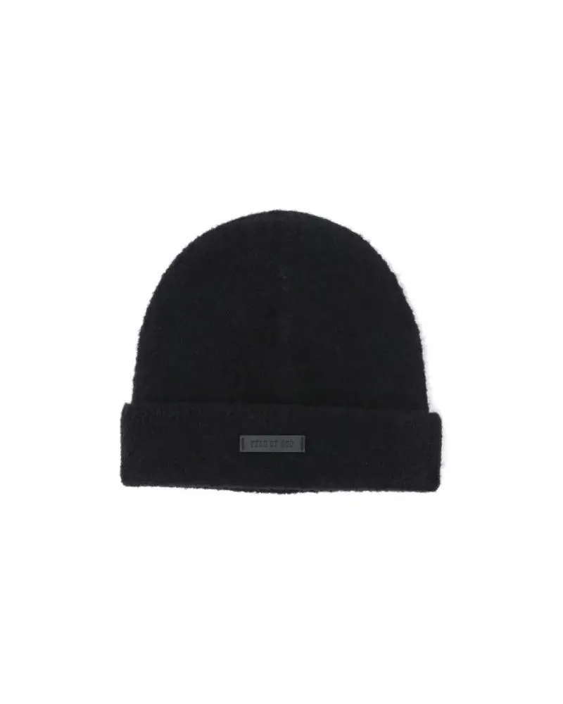 Fear of God Caps & Mützen Wool Beanie – Black schwarz Schwarz