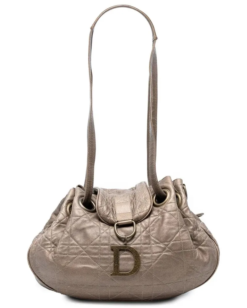 Dior Hobo Bags Lambskin Cannage Drawstring Hobo braun Braun