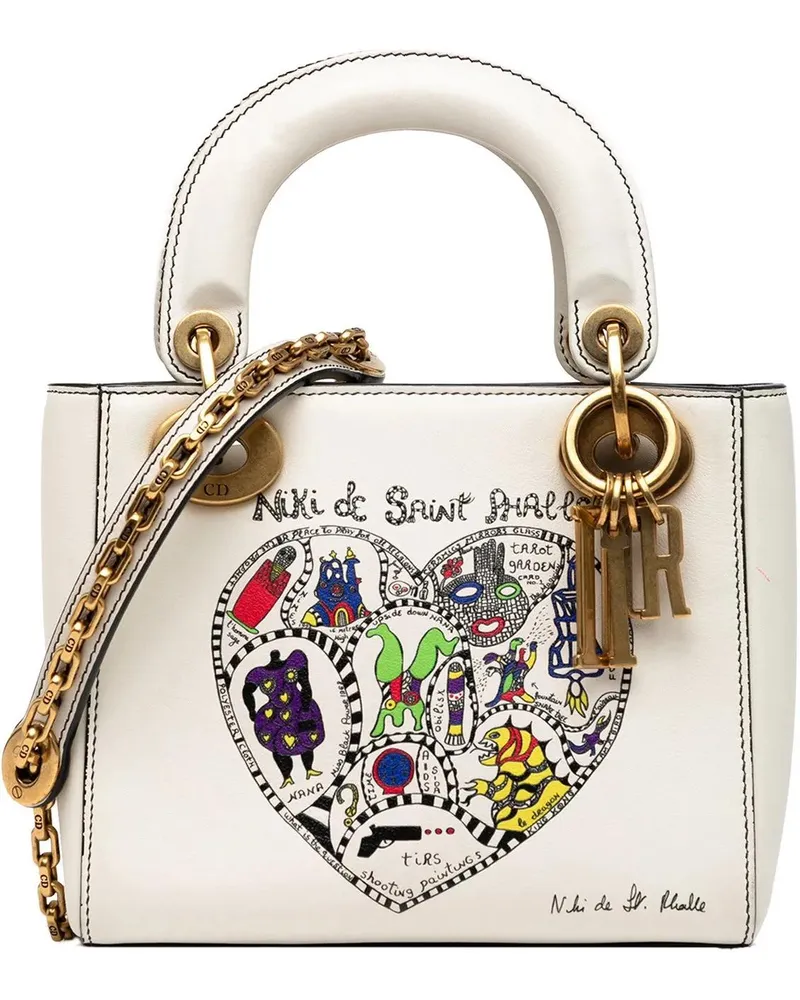 Dior Hobo Bags Niki de Saint Phalle Mini Calfskin Lady Dior weiß Weiß