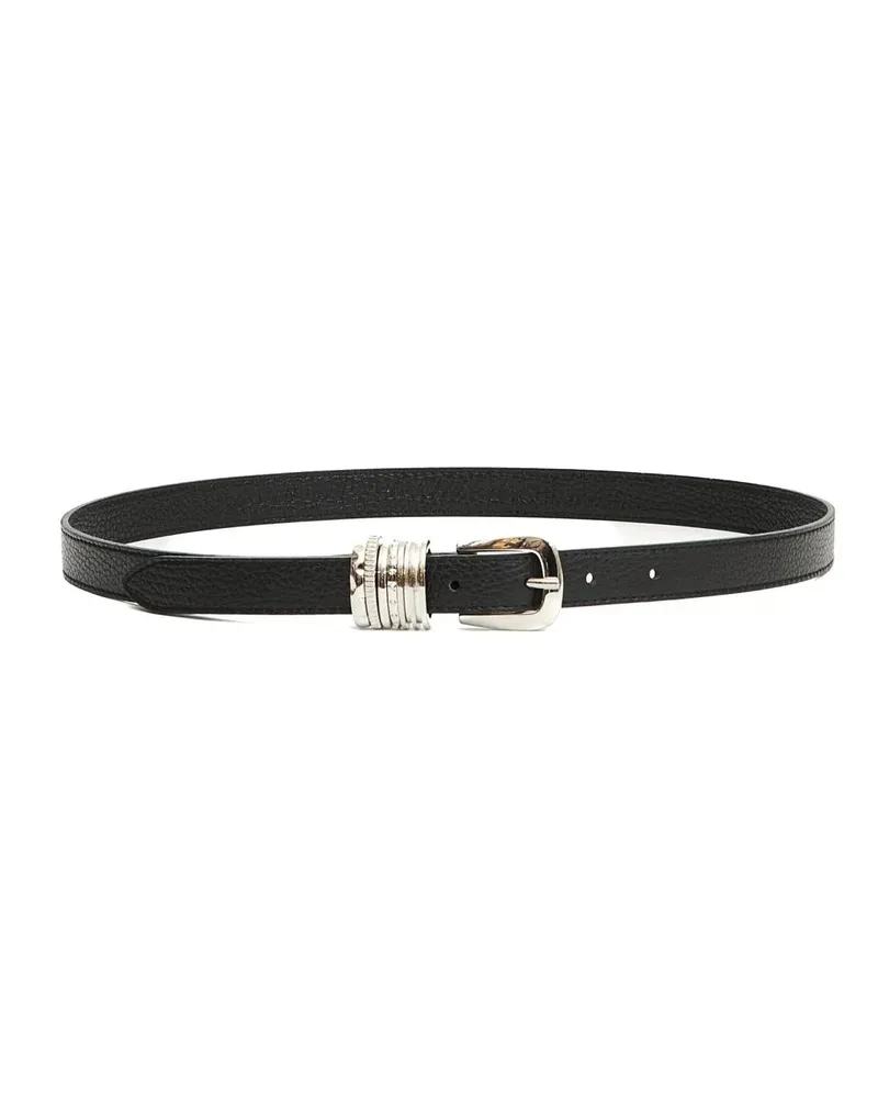 Orciani Gürtel Textured Black Leather Belt schwarz Schwarz