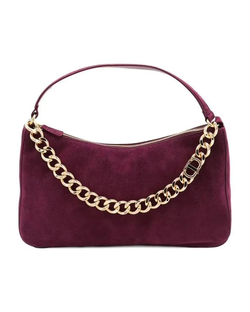 Twin-Set Hobo Bags Bordeaux Leather Shoulder Bag schwarz Schwarz
