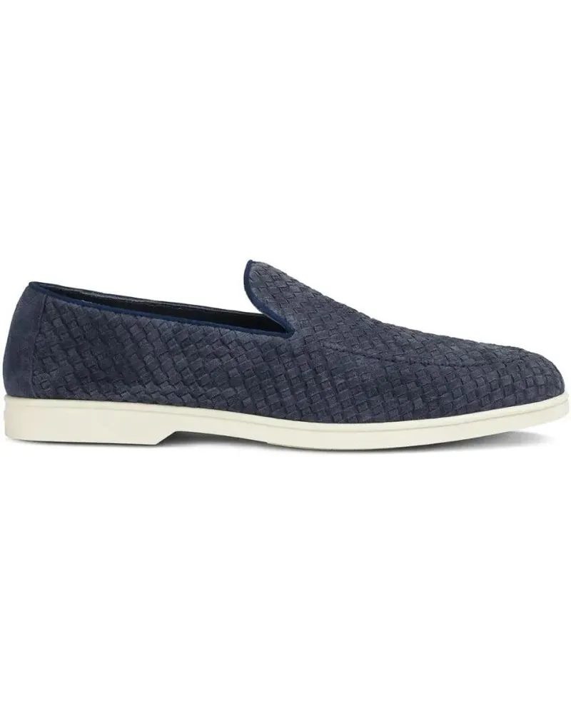 Doucal´s Loafer Woven Textured Blue Loafers In Cow Leather schwarz Schwarz