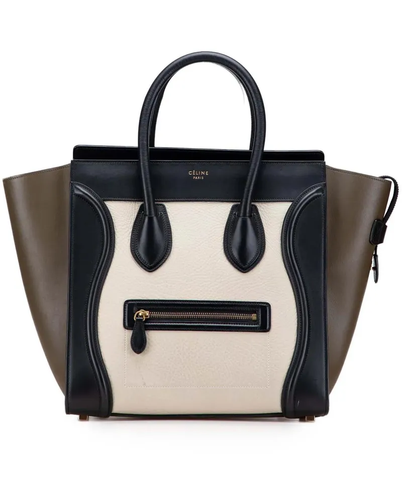 Celine Crossbody Bags Mini Tricolor Calfskin Luggage Tote weiß Weiß