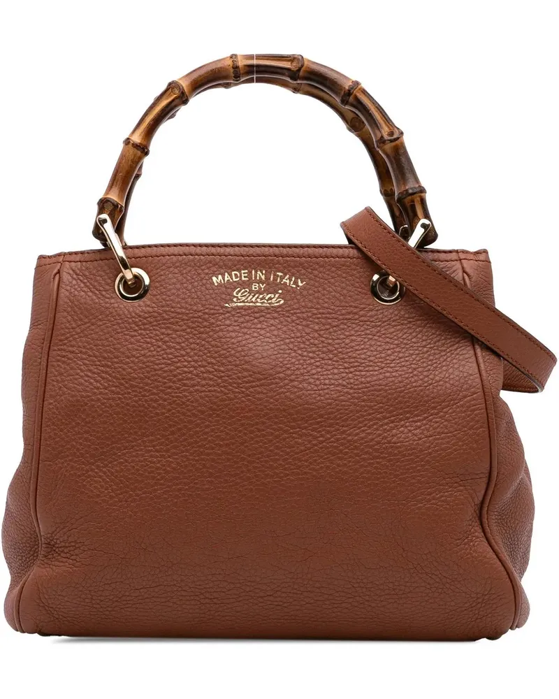 Gucci Hobo Bags Small Calfskin Bamboo Shopper Satchel braun Braun