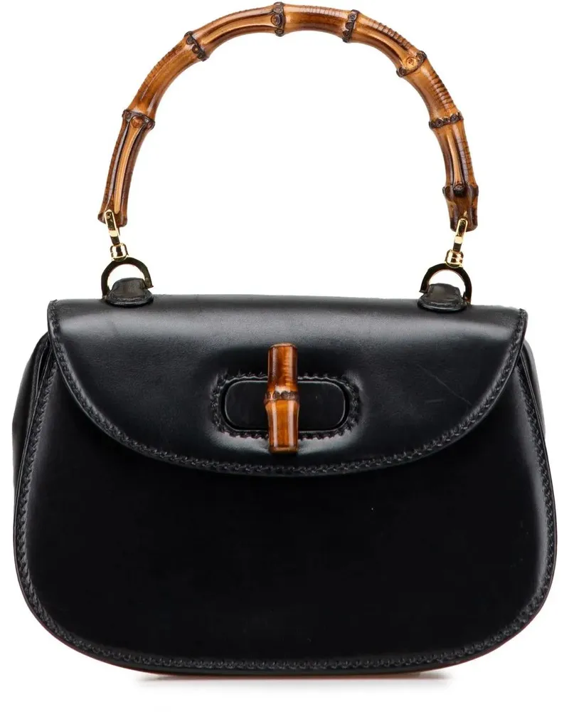 Gucci Crossbody Bags Calfskin Bamboo Night schwarz Schwarz